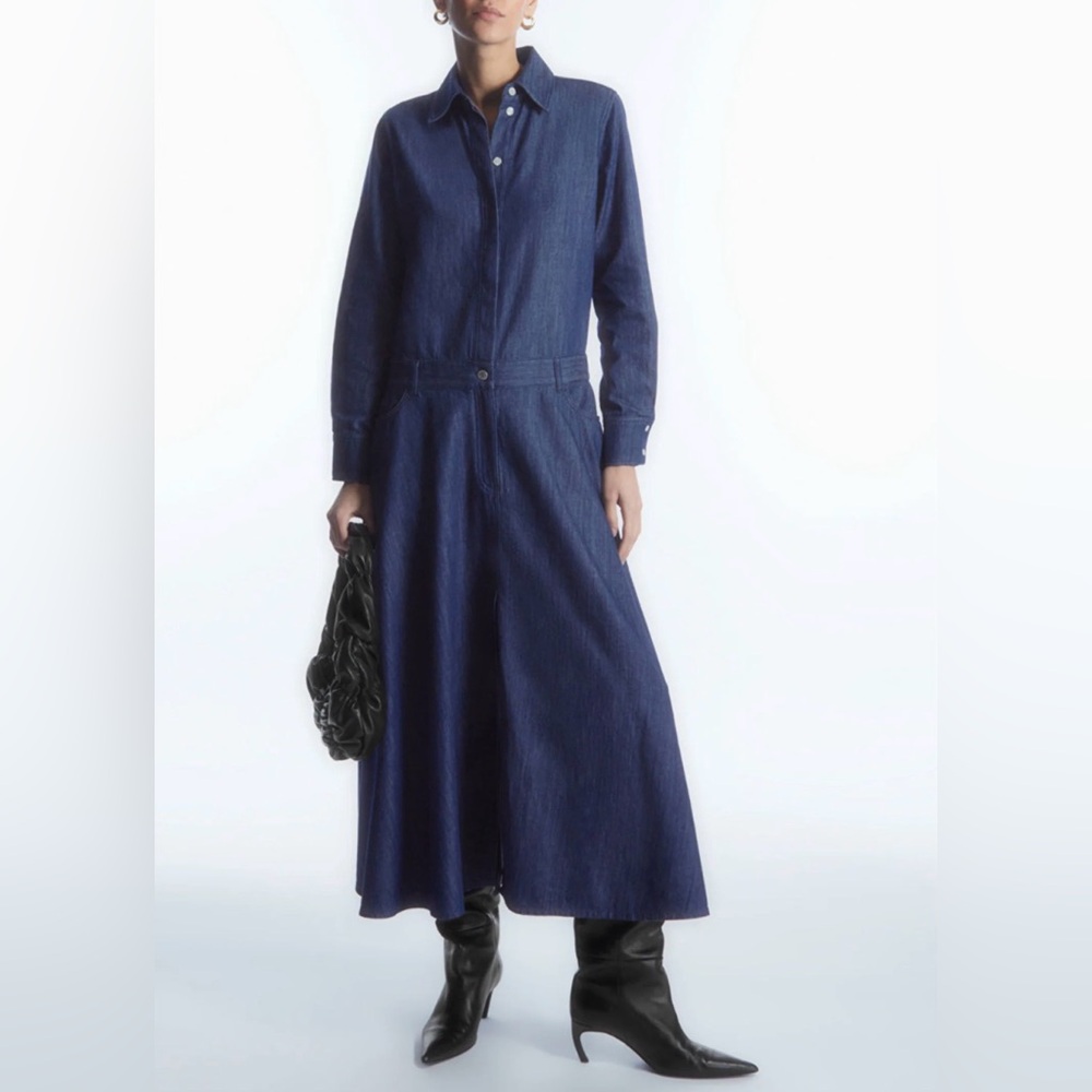 COS Navy Blue Maxi Shirt Dress